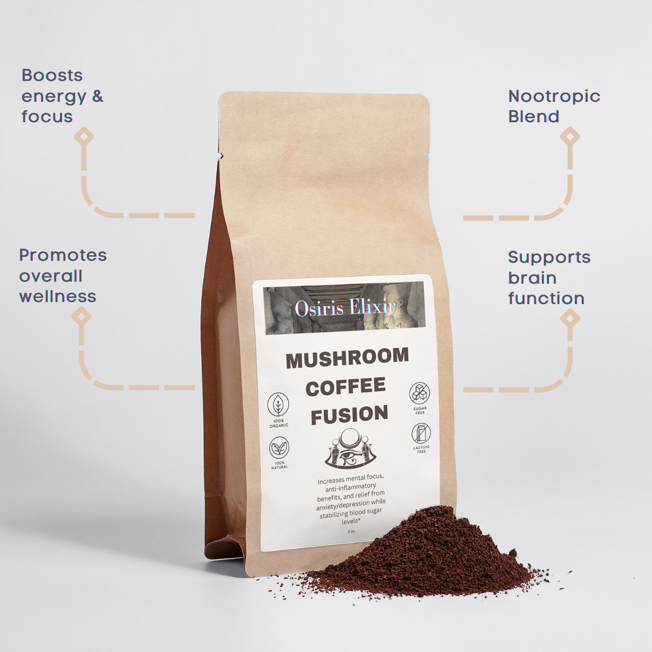 Osiris Elixir's Mushroom Coffee Fusion - Lion's Mane & Chaga 4oz